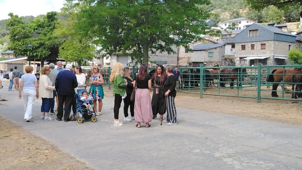 Público paseando junto a los corrales de la feria equina